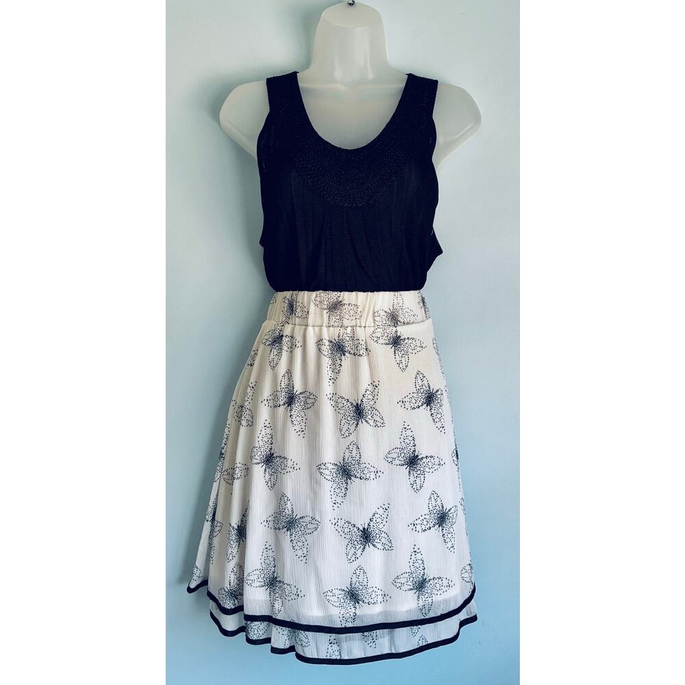Maurices Skirt Butterfly White Black XL